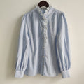 Chemise col montant en coton, coloris rayé bleu