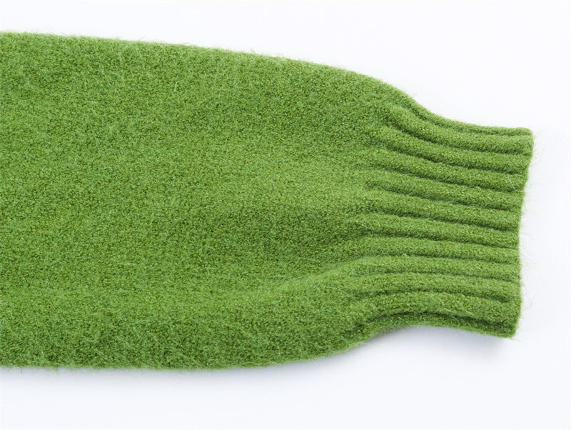 Poignet côtelé de la manche du gilet zippé, maille douce (coloris vert pomme)