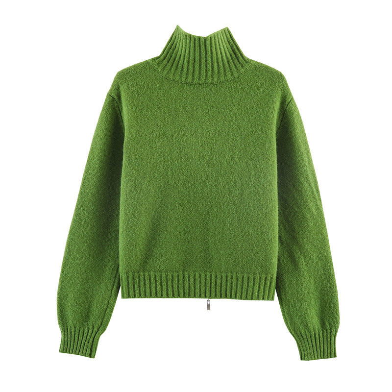 Dos du gilet court zippé à col montant (coloris vert pomme)