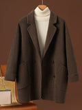 Manteau long femme épais, coloris café