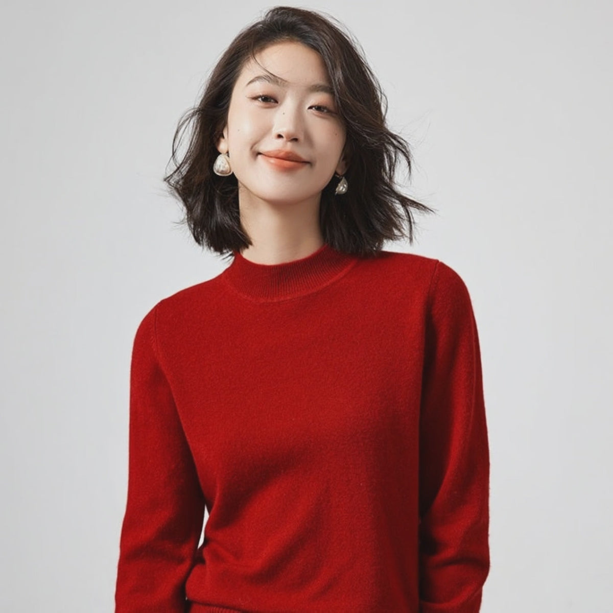 Pull femme 100 % cachemire à col cheminée