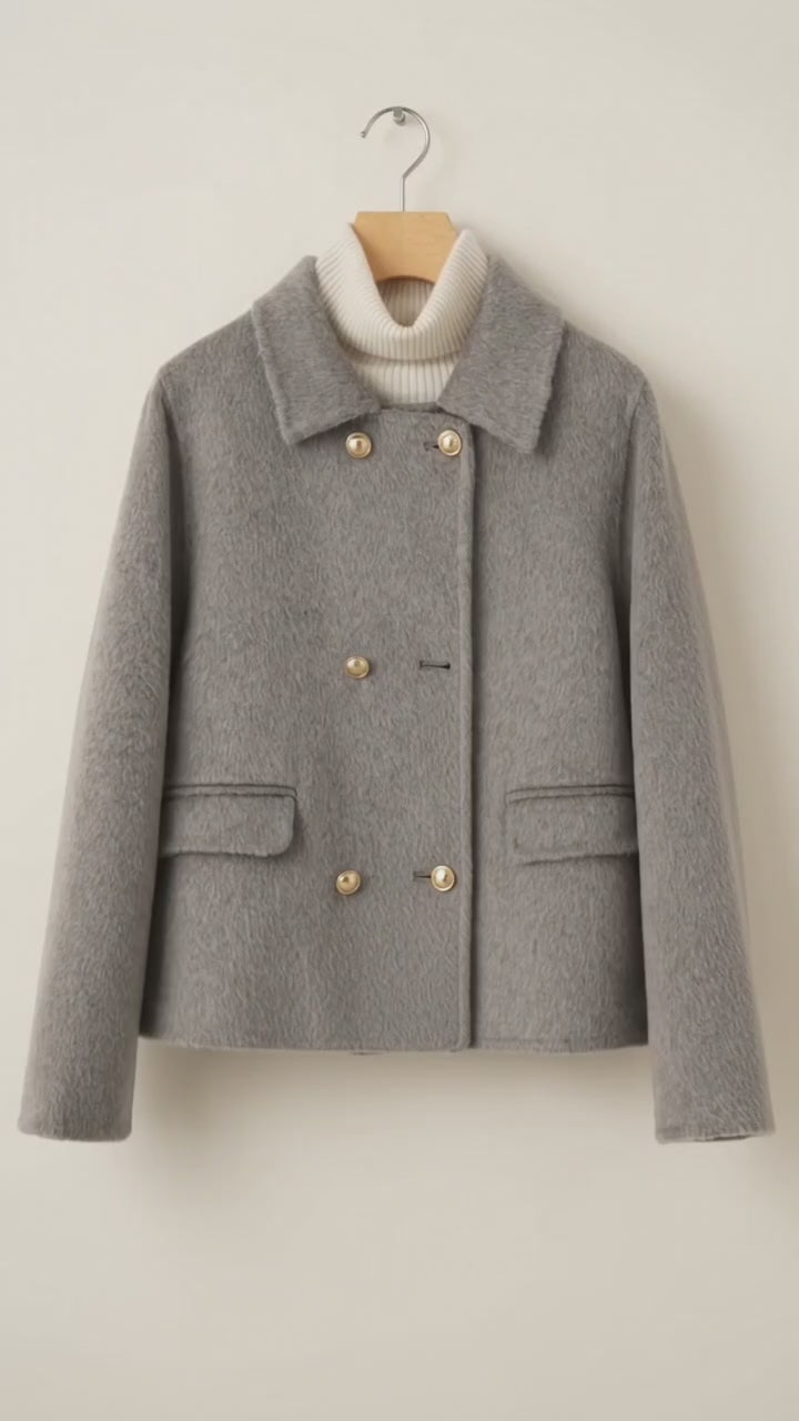 Manteau court femme en laine double face