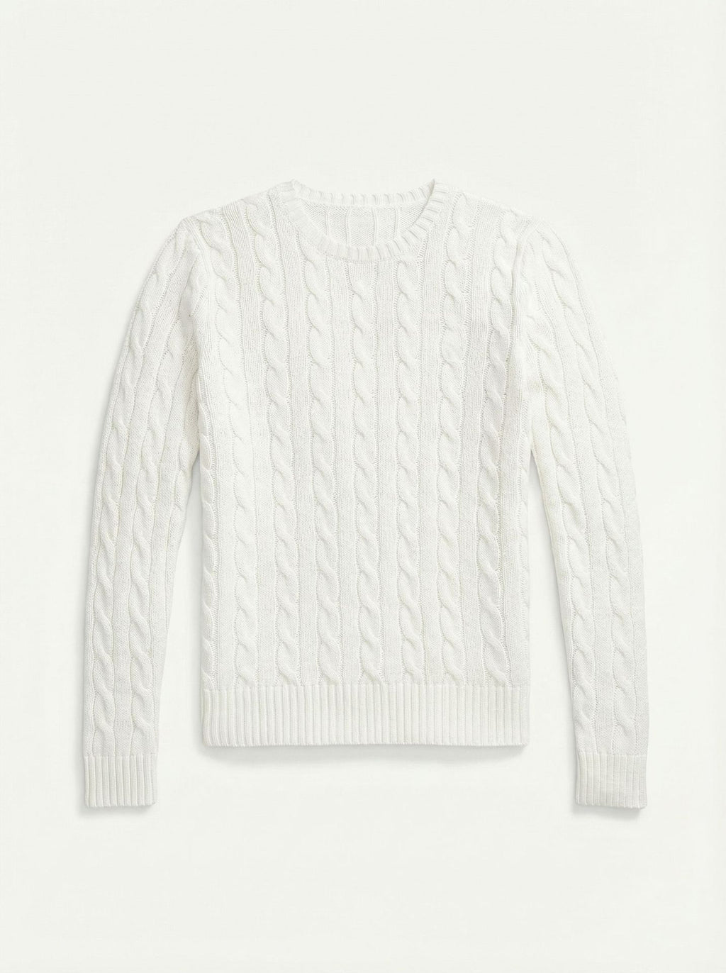 Pull col rond en maille torsadee coloris ecru
