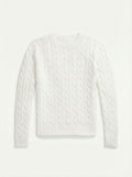 Pull col rond en maille torsadee coloris ecru
