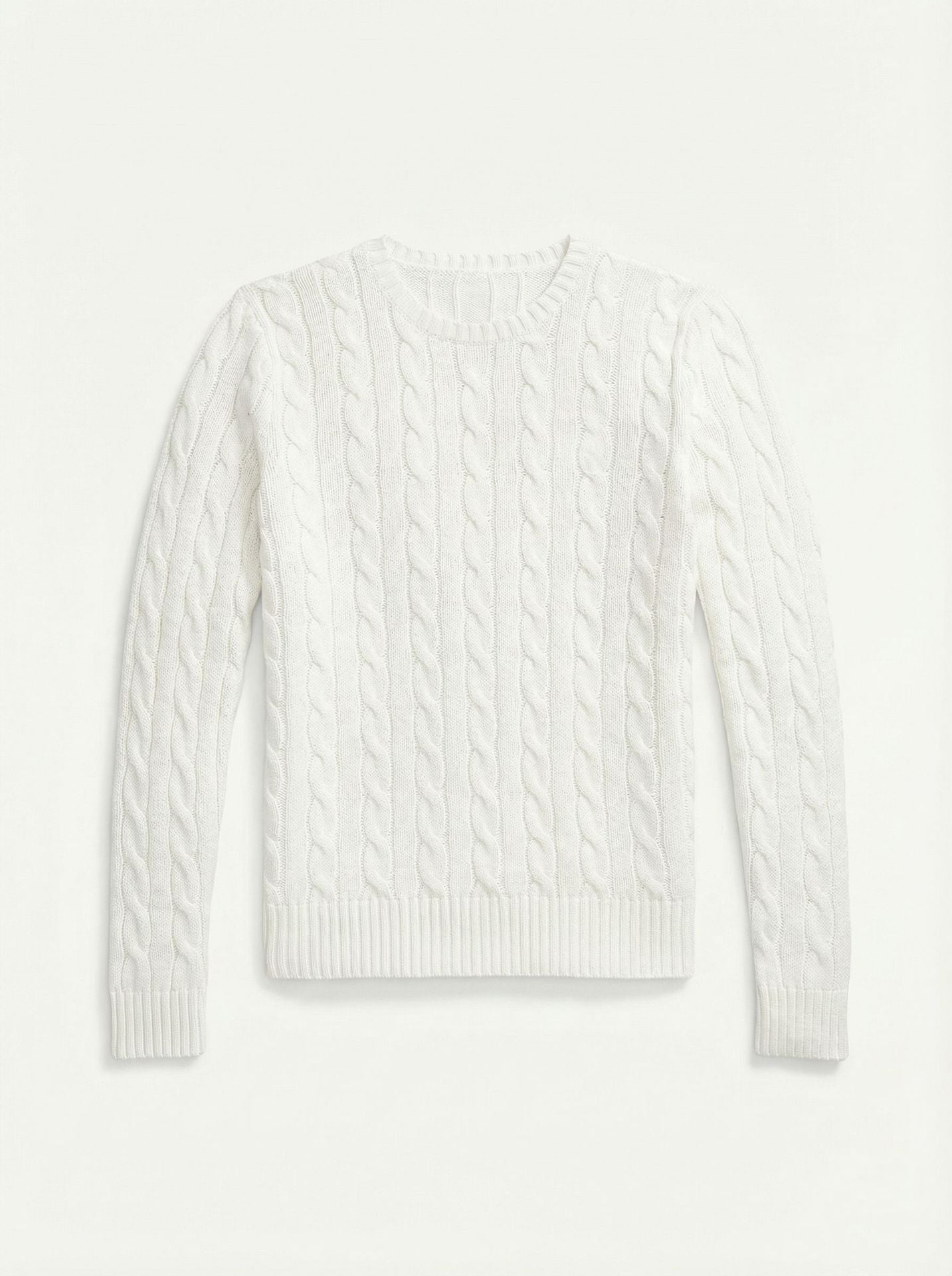 Pull col rond en maille torsadee coloris ecru