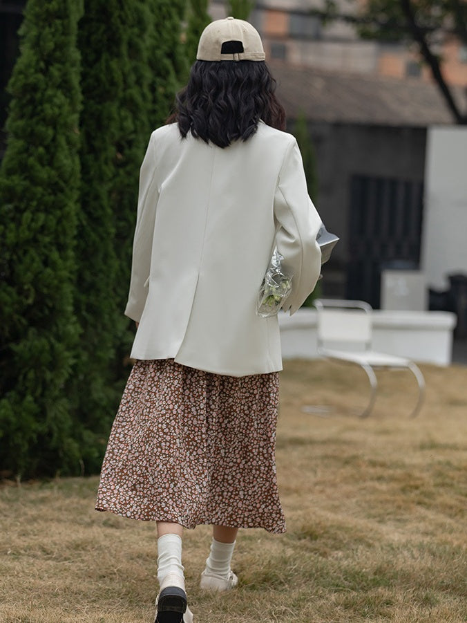 Dos du blazer croisé femme blanc cassé, coupe ample et fendue