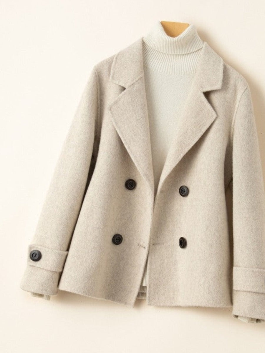 Veste droite femme croisée, coloris beige