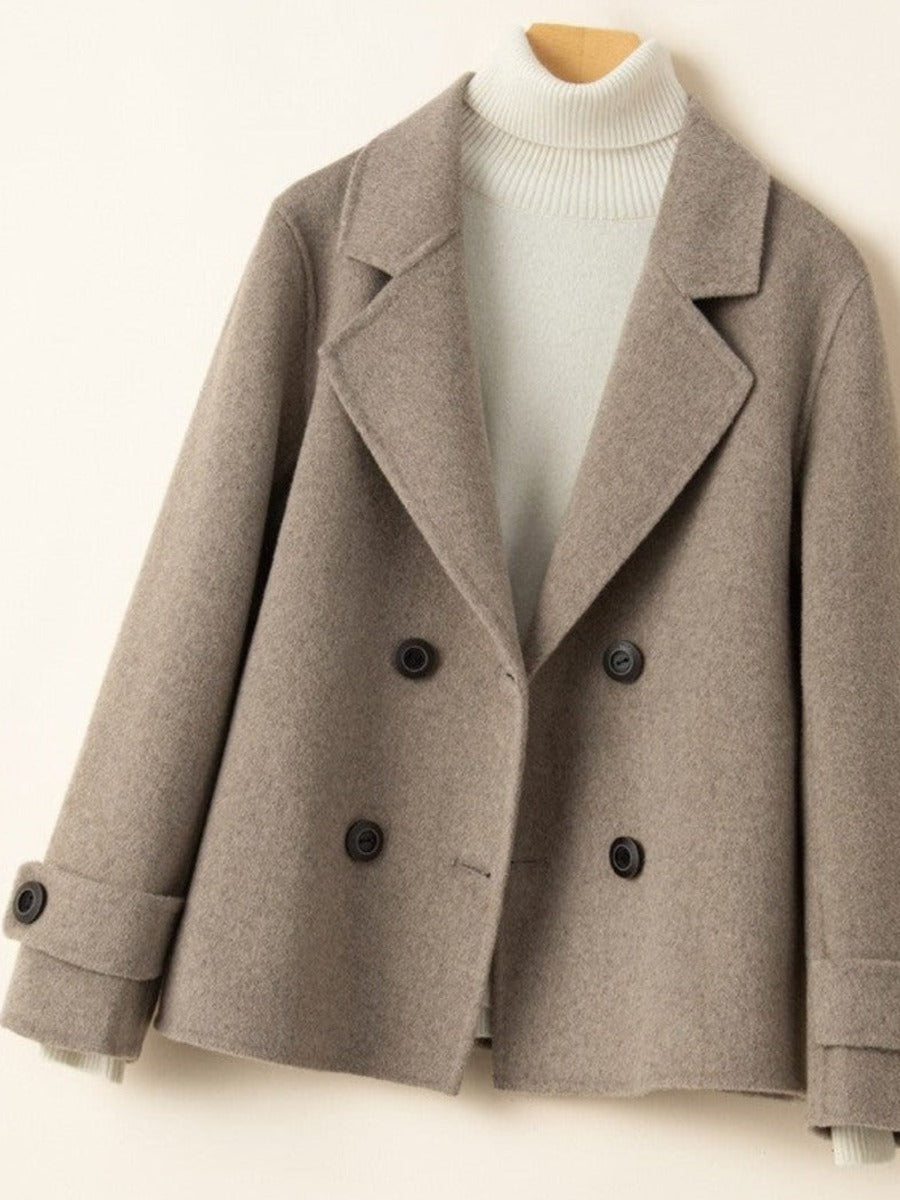 Veste droite femme croisée, coloris brun