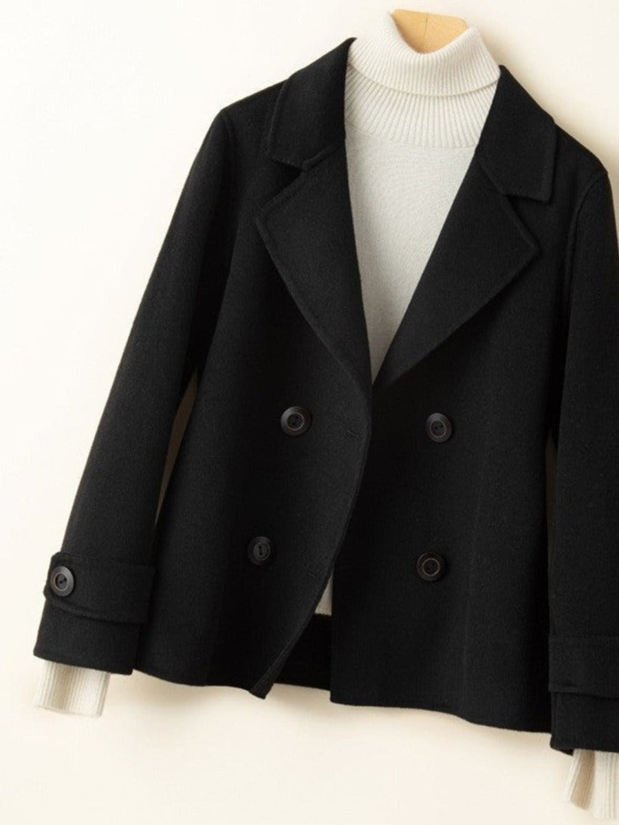 Veste droite femme croisée, coloris noir